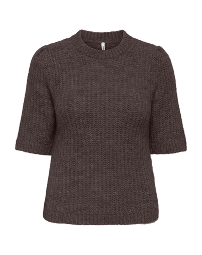  Only - ONLShine SS Puff O-Neck Strik - Seal Brown